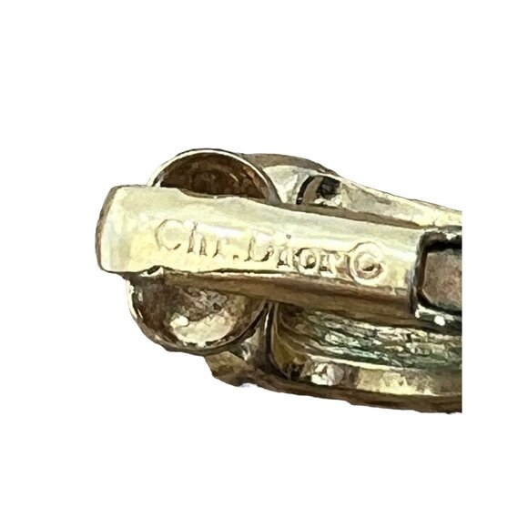 Vintage Christian Dior SINGLE Clip On Earring Gold Tone Cream Enamel Replacement - Picture 4 of 4